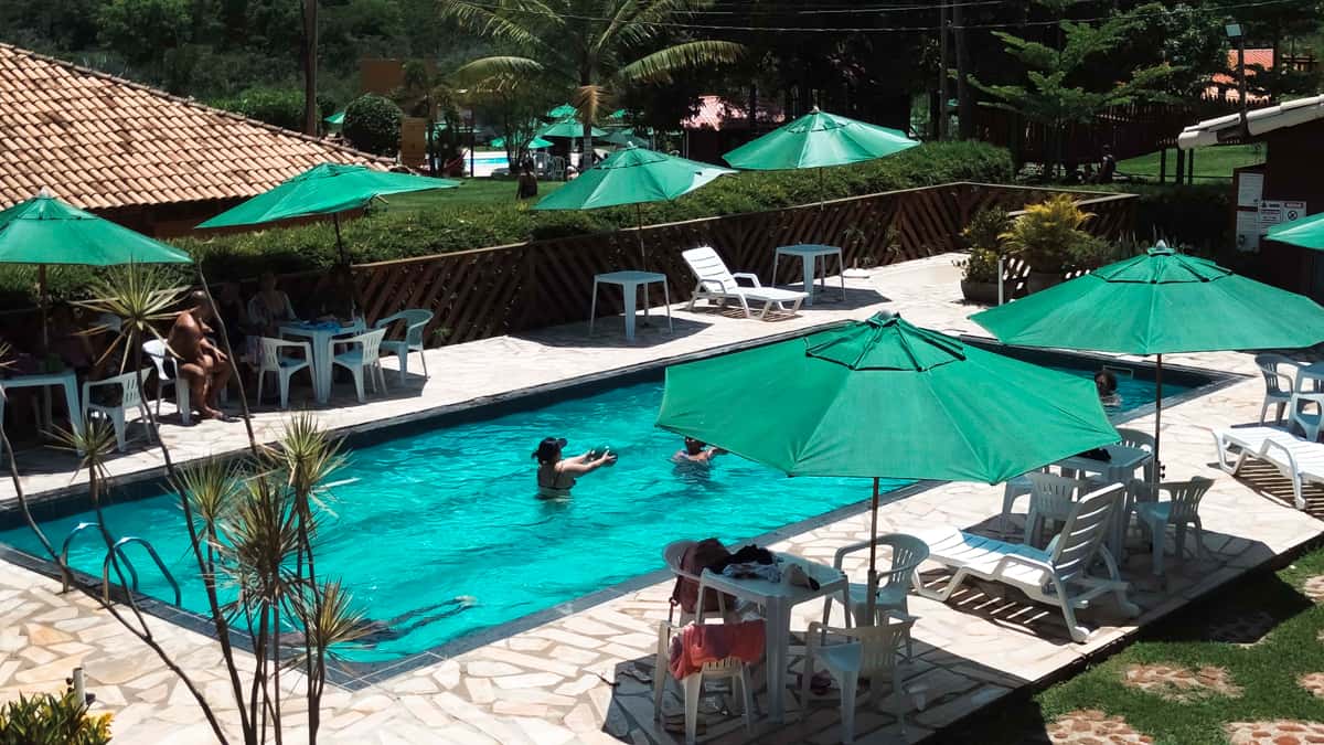 Vista aérea da piscina